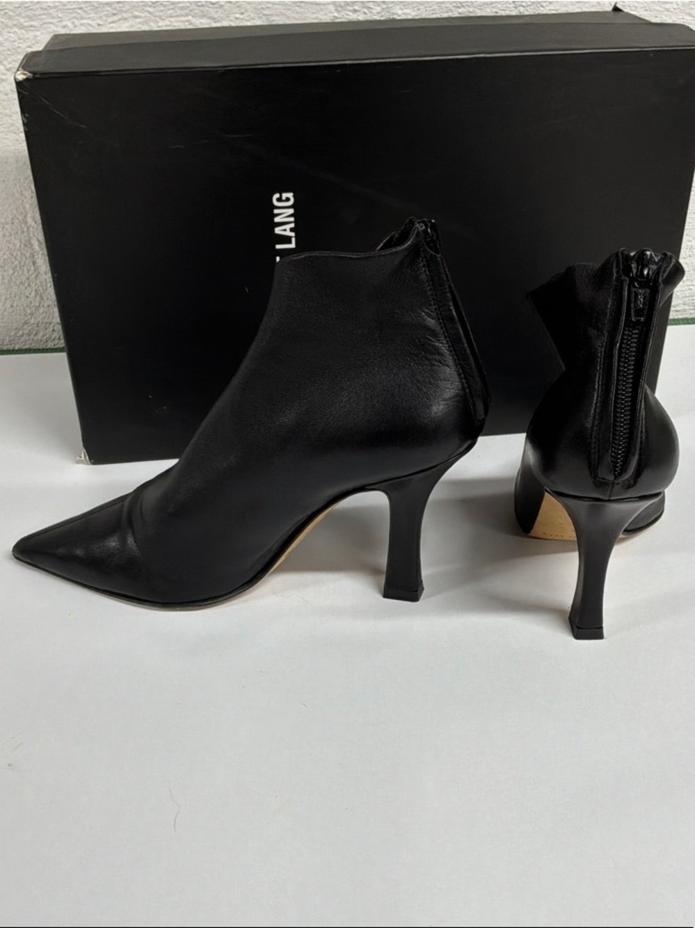 Helmut Lang Black Pointed Toe Leather Ankle Booties, Very Good , Sz IT 36.5 - Picture 4 of 10